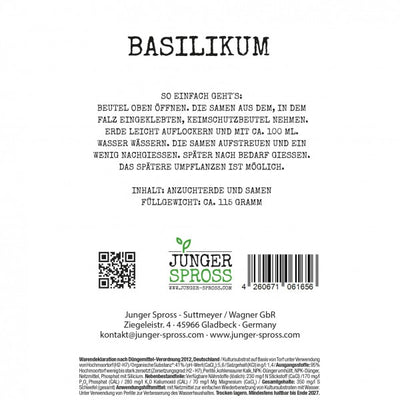 JUNGER SPROSS Botschaftsbeutel Chill & Grill Basilikum