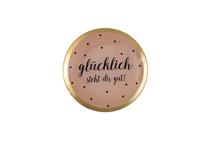 GIFTCAMPONY Love Plates, Glasteller M  Glücklich steht Dir gut