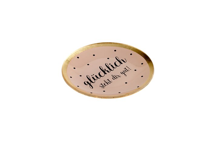 GIFTCAMPONY Love Plates, Glasteller M  Glücklich steht Dir gut