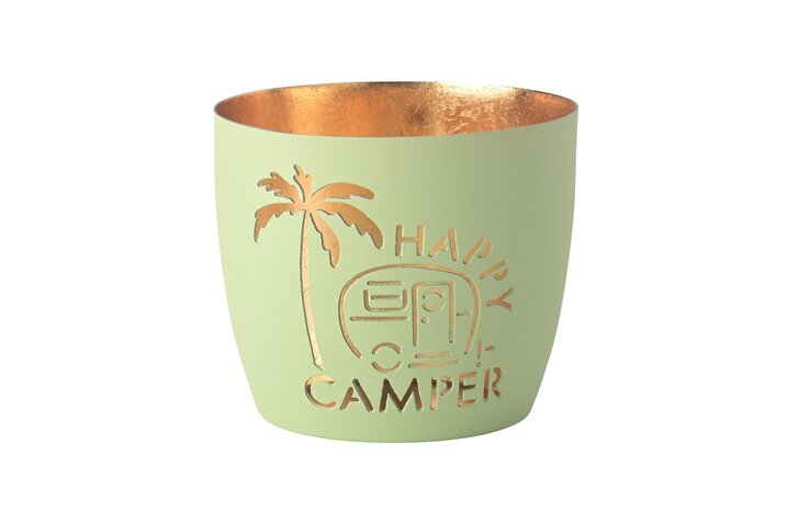 GIFTCAMPONY Madras Windlicht M Happy Camper