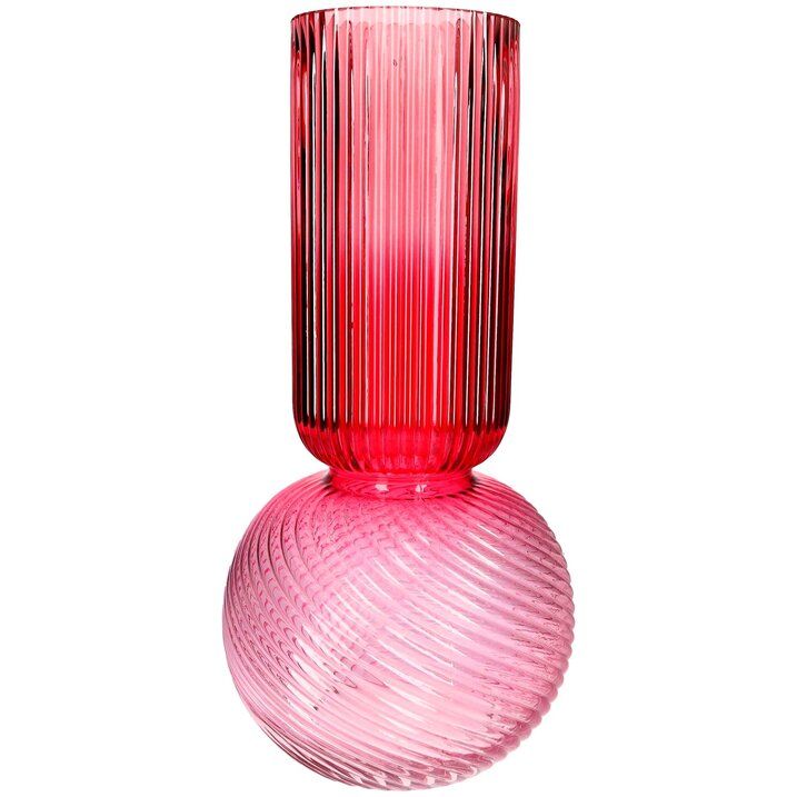 GIFTCAMPONY Jacquard, Vase, runder Boden, schmaler Hals, Farbverlauf, H40cm, rosa/rot, gs