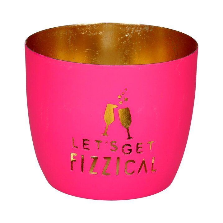 GIFTCAMPONY Madras, Windlicht, M, Motiv: Let´s get fizzical, hot pink/gold