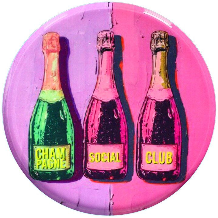 GIFTCAMPONY Love Trays, Dekotablett, M, Motiv: Champagne social club, lila/rosa