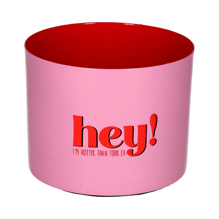 GIFTCAMPONY Goa, Windlicht, Motiv: Hey! I´m hotter than your ex, rosa/rot
