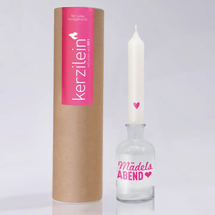 MEA-Living Glas mit Stabkerze pink, "MÄDELSABEND"