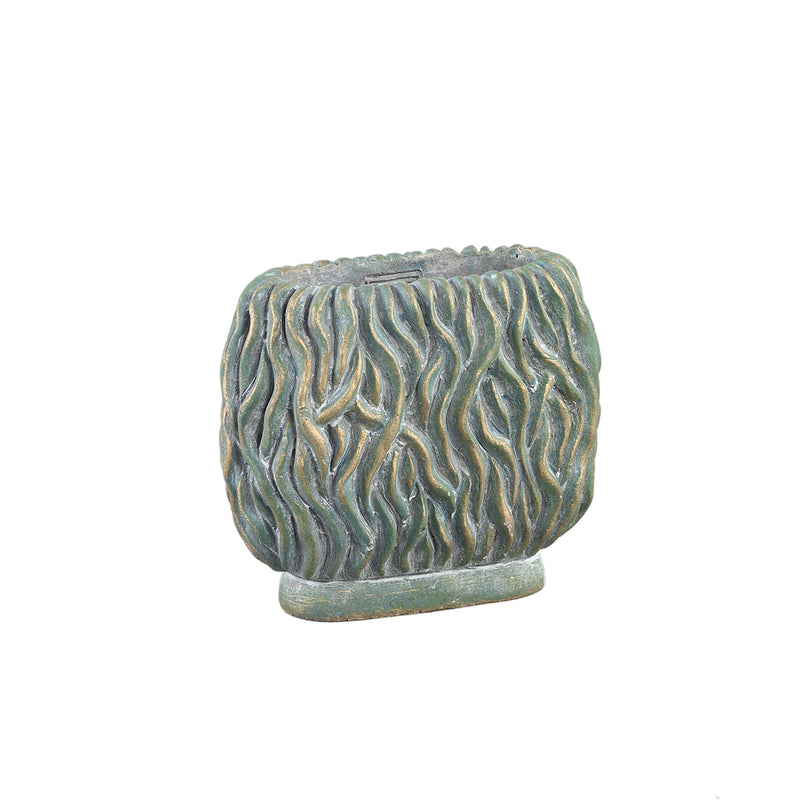 PTMD Brendan Green cement oval pot carved gold finish S