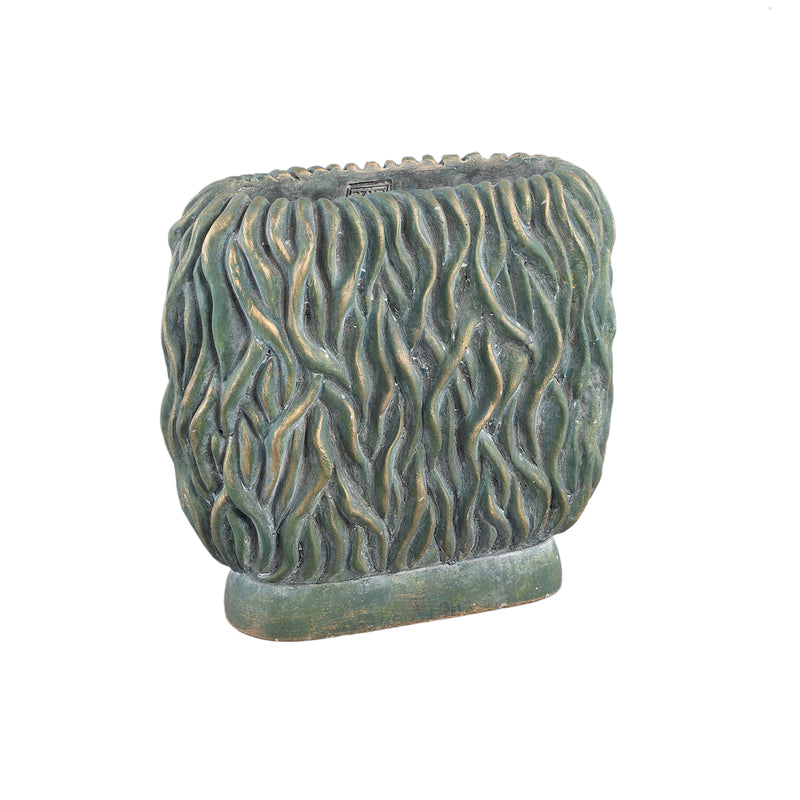 PTMD Brendan Green cement oval pot carved gold finish M