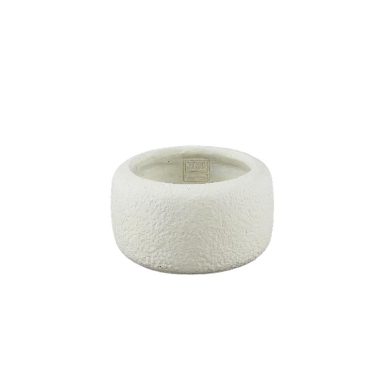 PTMD Evelynn White round cement pot low S