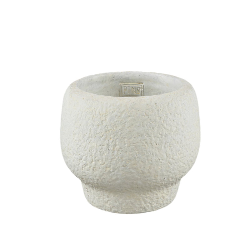 PTMD Evelynn White round cement pot on base M