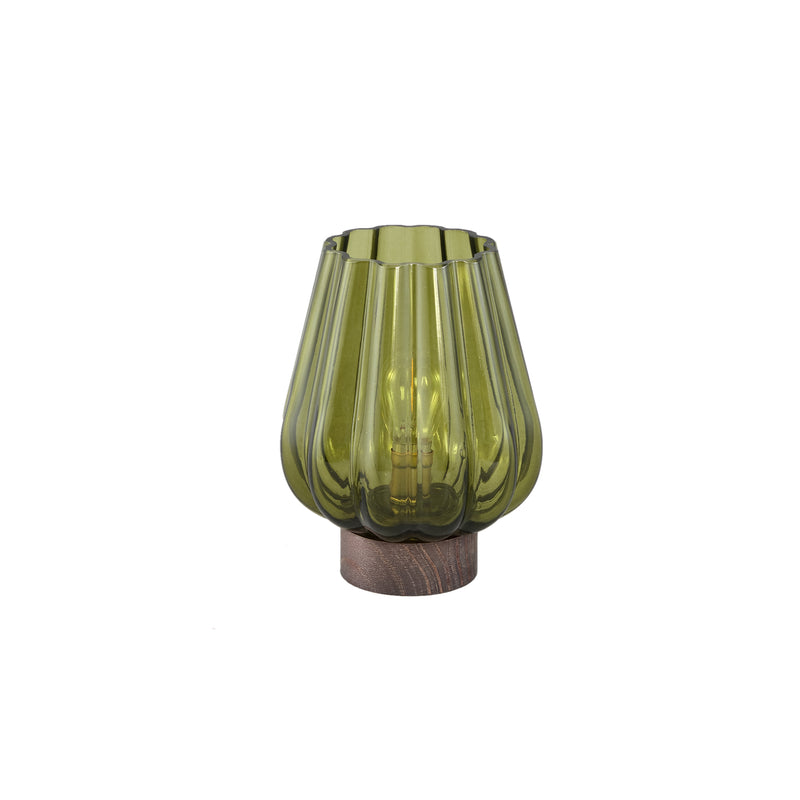 PTMD Zyon Green glass LED light wooden base S
