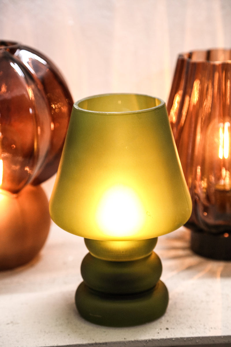 PTMD Miron Green glass LED light ribbed matt base