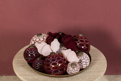 PTMD Jeyden Pink round glass ball flocking pattern S