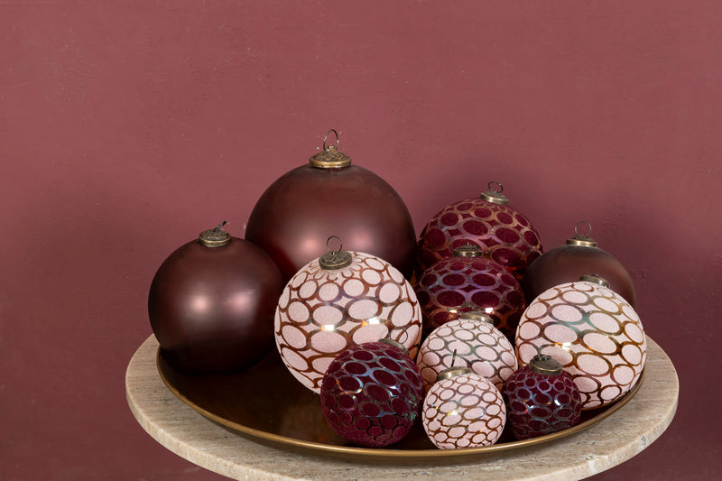 PTMD Jeyden Pink round glass ball flocking pattern S