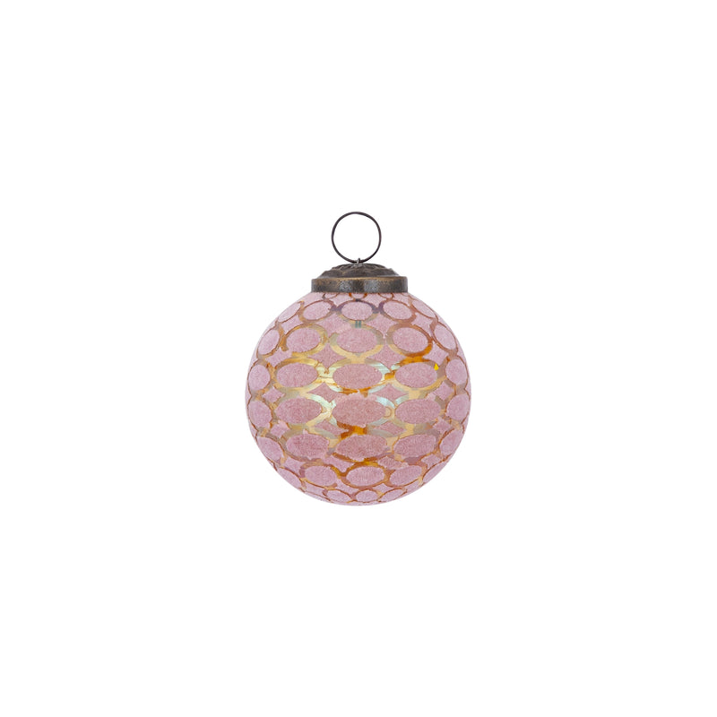 PTMD Jeyden Pink round glass ball flocking pattern S
