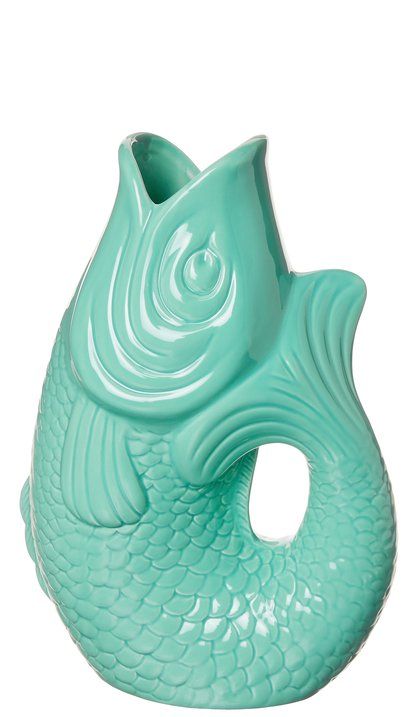 GIFTCAMPONY Monsieur Carafon Fisch Vase Mint Cream S 1,2 Liter