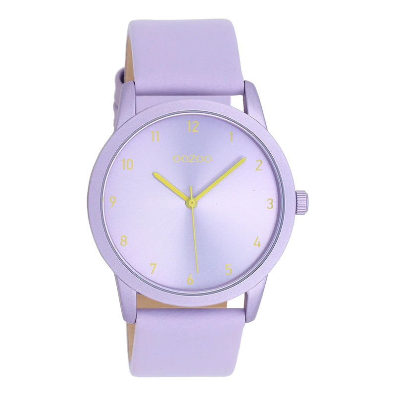 OOZOO Lila Timepieces Damenuhr mit Lederarmband