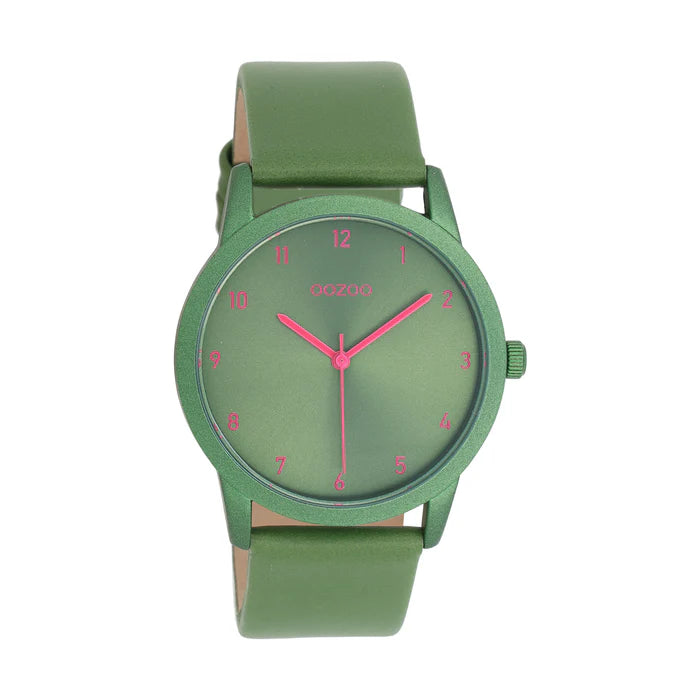 OOZOO Timepieces Damenuhr mit Lederarmband Grün