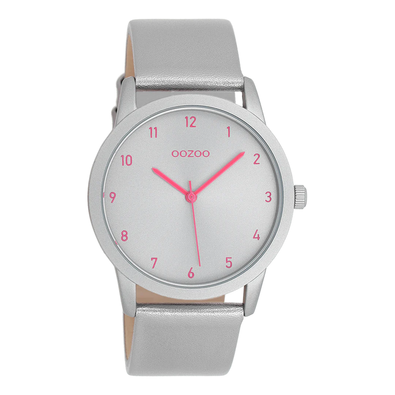 OOZOO Timepieces Damenuhr mit Lederarmband Silber