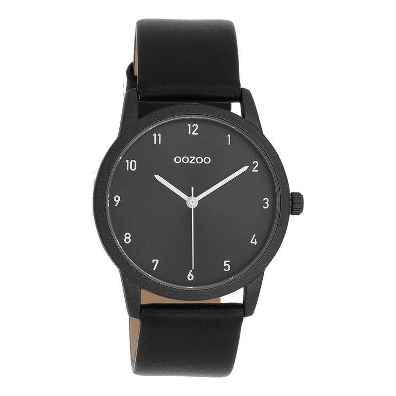 OOZOO Timepieces Damenuhr mit Lederarmband Schwarz