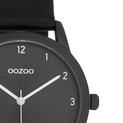 OOZOO Timepieces Damenuhr mit Lederarmband Schwarz