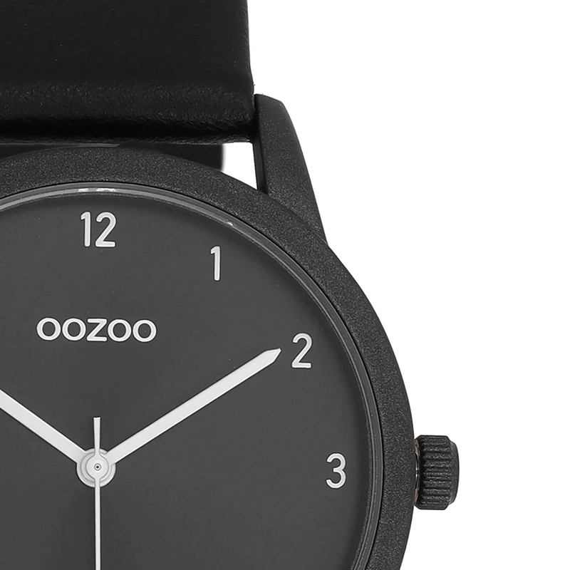 OOZOO Timepieces Damenuhr mit Lederarmband Schwarz