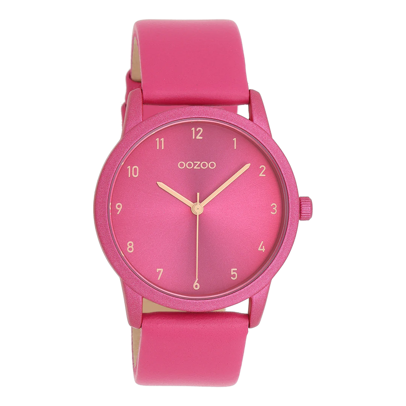 OOZOO Timepieces Damenuhr mit Lederarmband Fuchsia