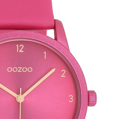 OOZOO Timepieces Damenuhr mit Lederarmband Fuchsia