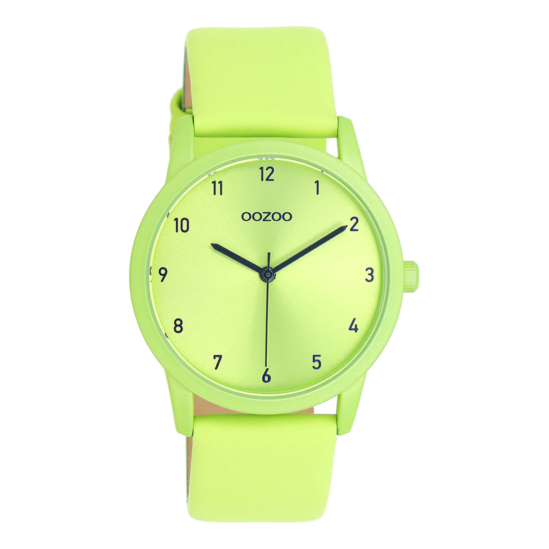 OOZOO Timepieces Damenuhr mit Lederarmband Hellgrün