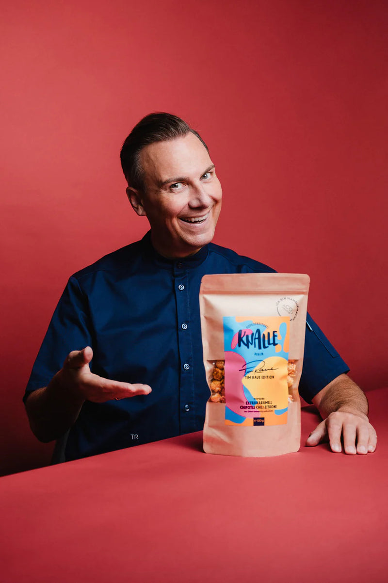 Knalle Popcorn  Extrakaramell Chipotle Chili Zitrone Popcorn – limitierte Tim Raue Edition