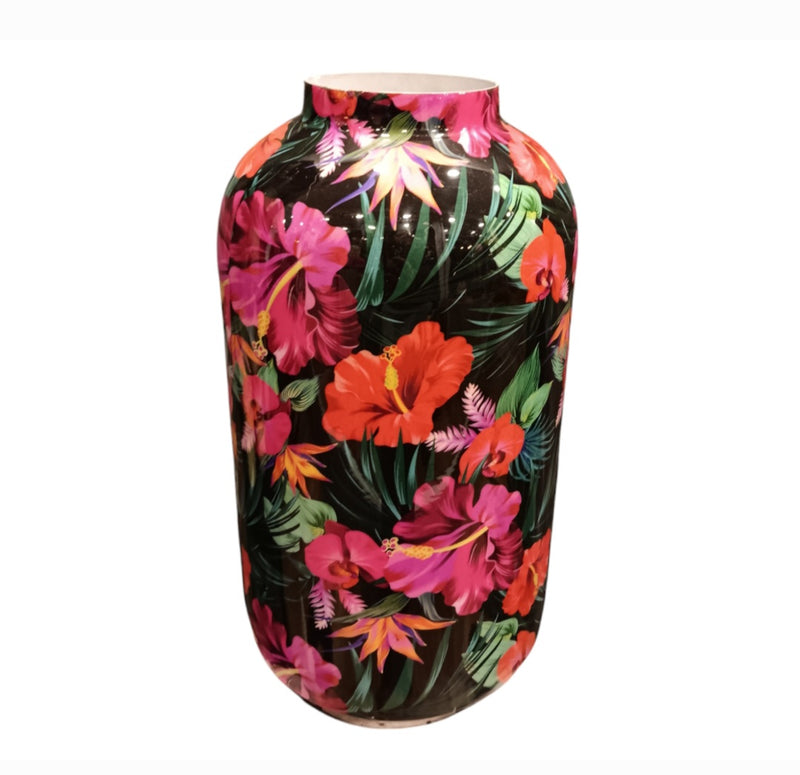 Blütenecht Metall Vase Blumen Motiv S
