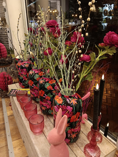 Blütenecht Metall Vase Blumen Motiv S