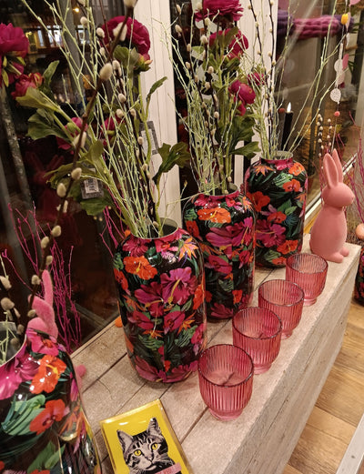 Blütenecht Metall Vase Blumen Motiv S