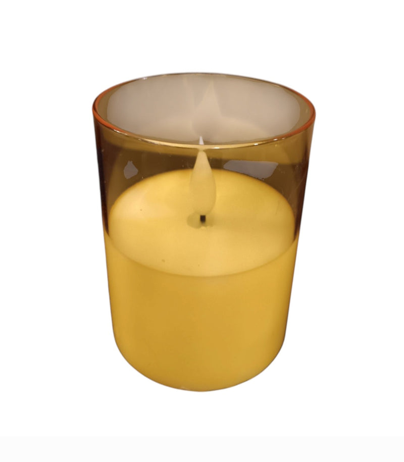 Blütenecht LED Kerze im Glas Gelb S