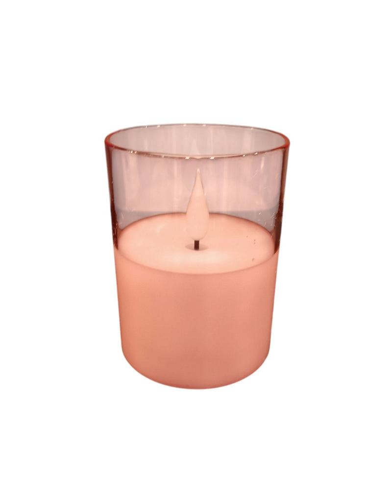 Blütenecht LED Kerze im Glas Rosa S