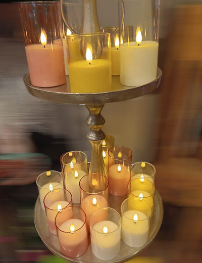 Blütenecht LED Kerze im Glas Gelb S