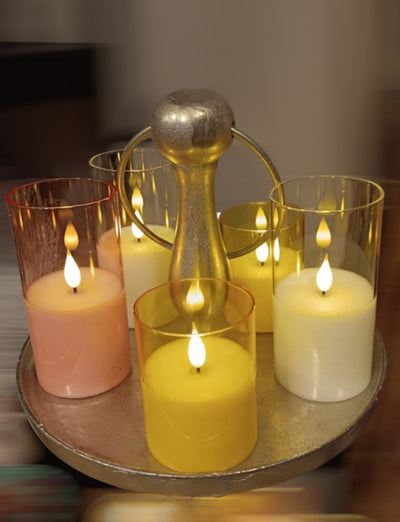 Blütenecht LED Kerze im Glas Gelb S