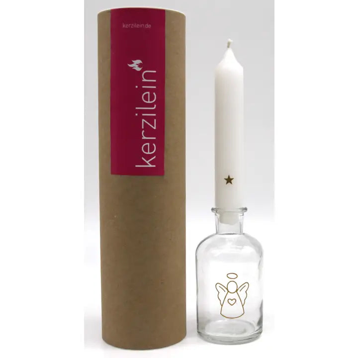 MEA-Living Glas mit Stabkerze gold, "SCHUTZENGEL"
